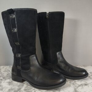 Nurture Women's Dericka Black Suede /Leather Riding Boots , Size 8M